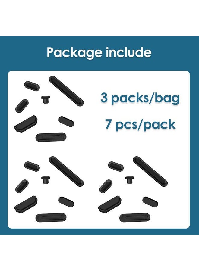 ProElife 21-Piece Anti-Dust Plug Cups Set for 2021-2024 MacBook Pro 14.2/16.2-Inch M4/M3/M2/M1 Pro/Max (A3112/A3185/A3401/A3186/A3403) Accessory Silicone Cover (Black) - Image 4