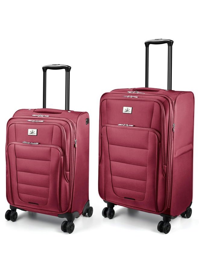 Verdi Luggage Set 3-Piece Suitcase with Spinner Wheel Softside Expandable USB Port, Burgundy, 2-Piece set(20/24), Softside Expandable Luggage With Spinner Wheels - Image 1
