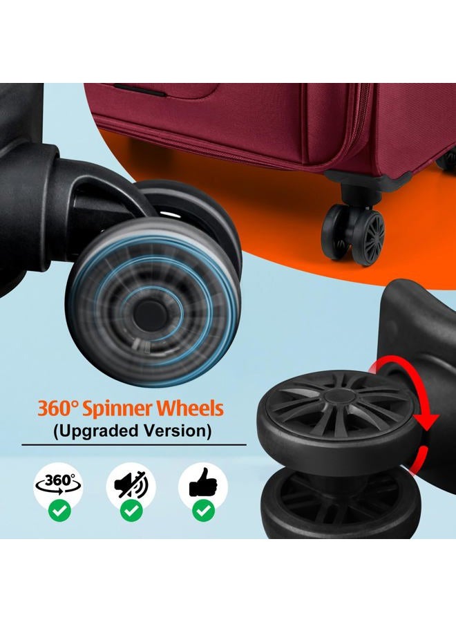 Verdi Luggage Set 3-Piece Suitcase with Spinner Wheel Softside Expandable USB Port, Burgundy, 2-Piece set(20/24), Softside Expandable Luggage With Spinner Wheels - Image 4