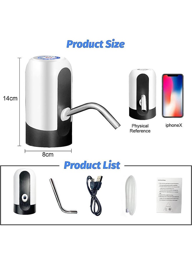 Home مضخة زجاجات مياه سعة 5 جالون، مضخة مياه كهربائية محمولة بشحن USB لزجاجات سعة 2-5 جالون، موزع مياه محمول بشحن USB للمكتب والمنزل والتخييم والمطبخ وما إلى ذلك، أبيض  - Image 4