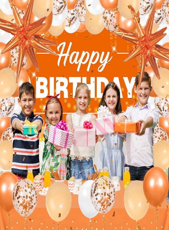 يومايها ٦٢ قطعة من زينة عيد الميلاد البرتقالية، لافتة "عيد ميلاد سعيد" برتقالية، طقم قوس بالونات، بالونات فويل على شكل نجمة، خلفية، مفرش طاولة، لوازم تزيين عيد الميلاد، الهالوين، الخريف، عيد الشكر - Image 2
