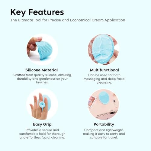 Episkey Silicone Face Scrubber Exfoliator, Soft Face Brush, Facial Cleansing Brush, Acne Blackheads Removing, Acne Pore Pad for Deep Cleaning Skin Care for Girls & Women's (FS-BLUE) - Image 3