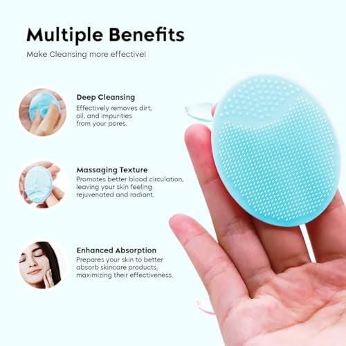 Episkey Silicone Face Scrubber Exfoliator, Soft Face Brush, Facial Cleansing Brush, Acne Blackheads Removing, Acne Pore Pad for Deep Cleaning Skin Care for Girls & Women's (FS-BLUE) - Image 4