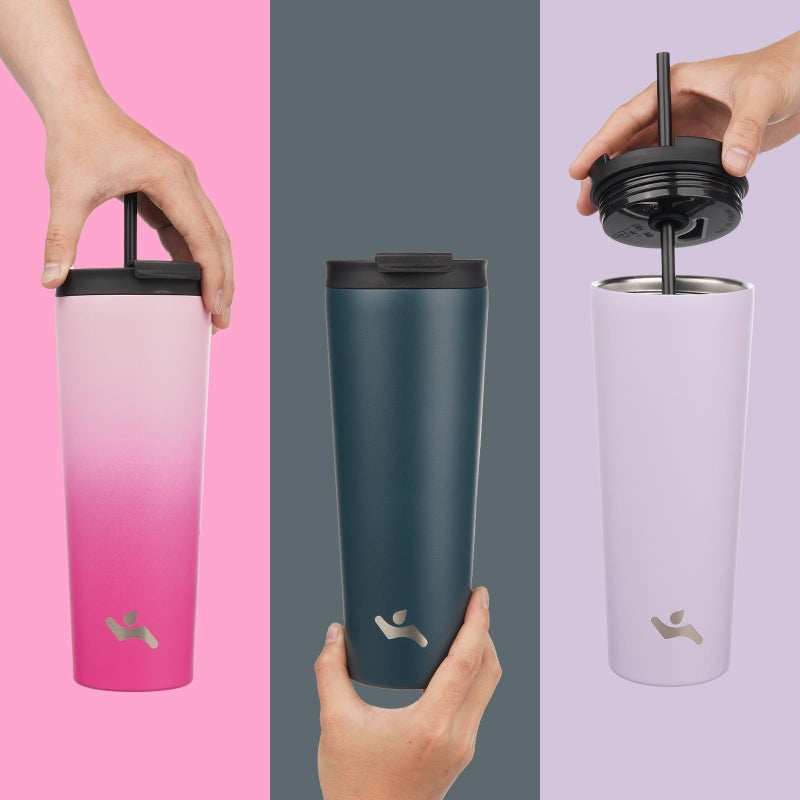 Konokyo 26 OZ Insulated Tumbler with Lid and 2 Straws Stainless Steel Water Bottle Vacuum Travel Mug Coffee Cup,Navy blue - Image 5