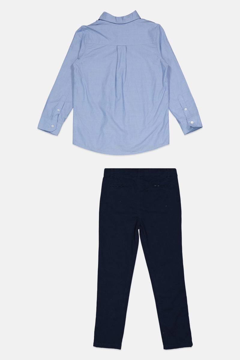 Andy & Evan Kids Boy 3 Piece Plain Shirt And Pant With Sweater Set, Multicolor  - Image 4