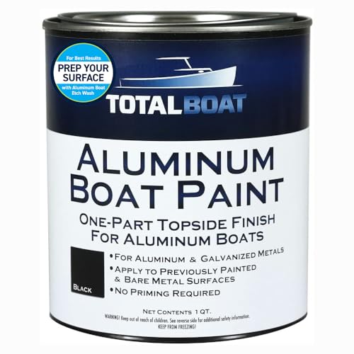 TotalBoat طلاء القوارب المصنوع من الألمنيوم من توتال بوت للقوارب الكانو، قوارب الباس، القوارب الصغيرة، قوارب البط، قوارب جون والقوارب العائمة (أسود، 1 ربع (عبوة من 1)) - Image 4