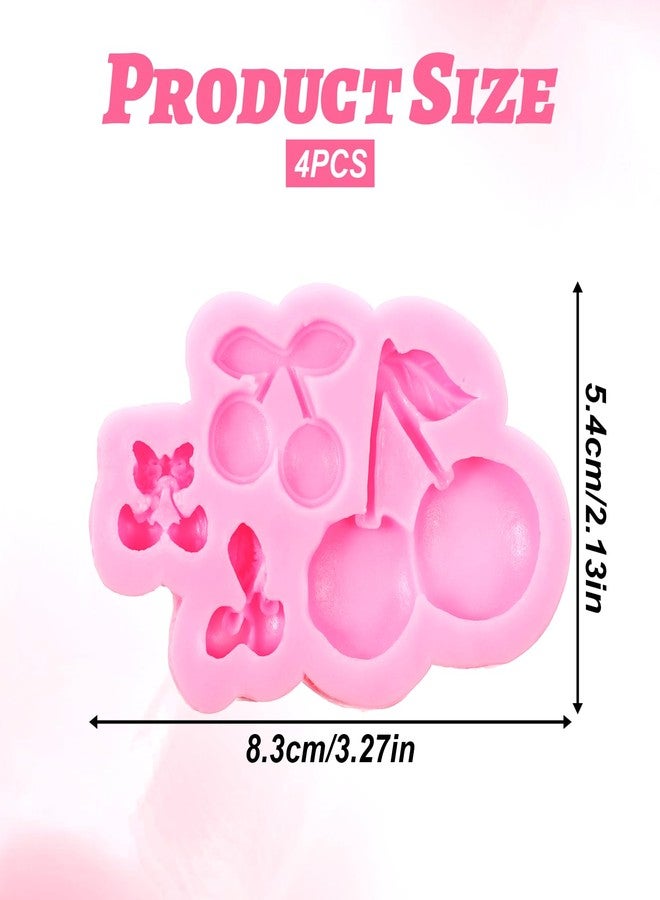 Qulkws 4 Pcs Cherry Molds Silicone Cherry Chocolate Mold Cherry-Shaped Fondant Mold Fruit Cake Decorating Molds for Candy Chocolate Cupcake Topper Decorating Polymer Clay Resin - Image 2