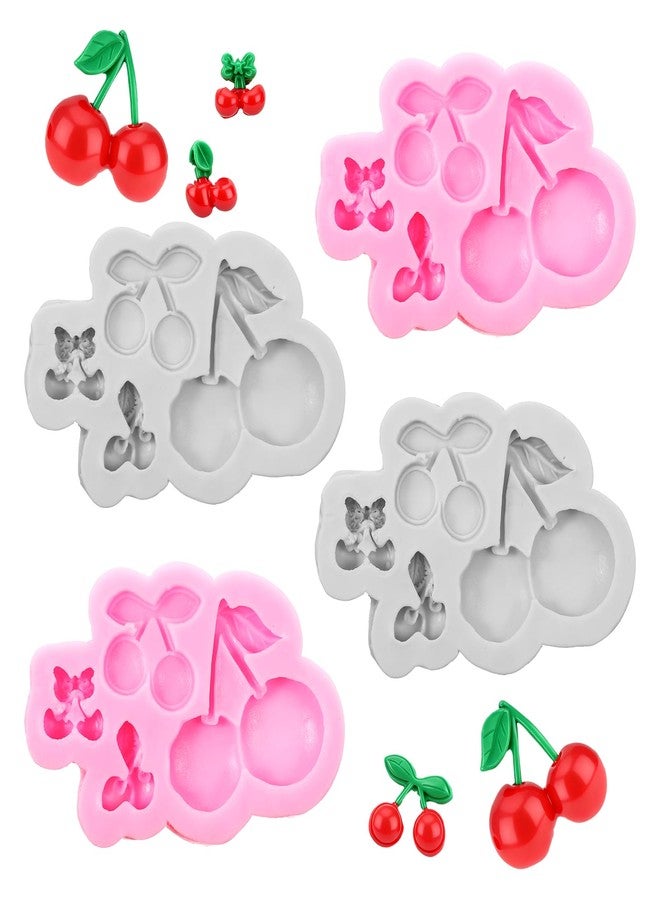 Qulkws 4 Pcs Cherry Molds Silicone Cherry Chocolate Mold Cherry-Shaped Fondant Mold Fruit Cake Decorating Molds for Candy Chocolate Cupcake Topper Decorating Polymer Clay Resin - Image 1