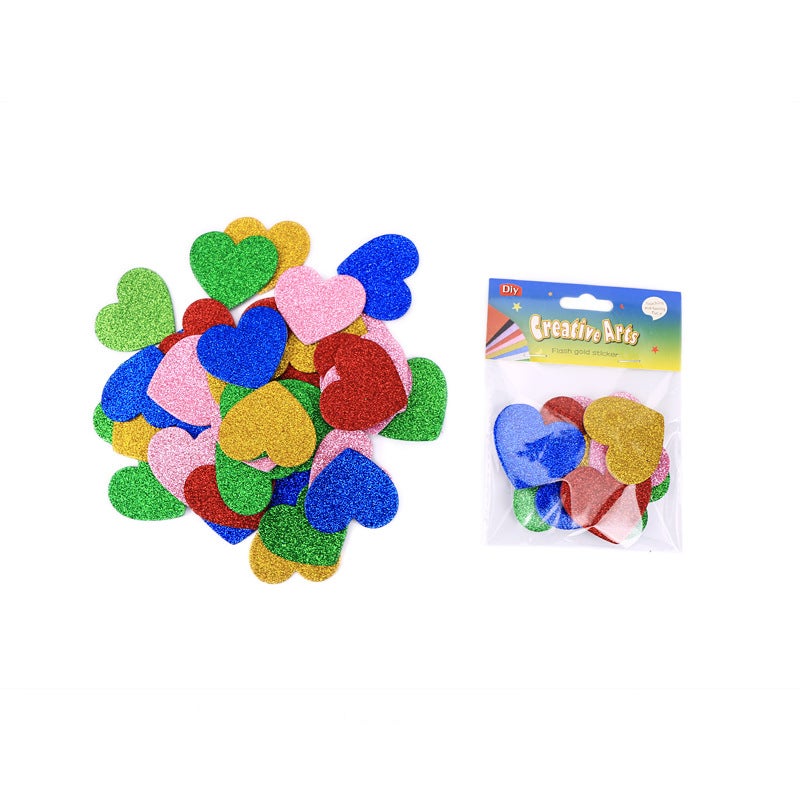 [Customized ] Eva Gold Powder Sticker Glitter With Adhesive Backing Heart Star Pattern Kindergarten Wall Decoration - Image 5