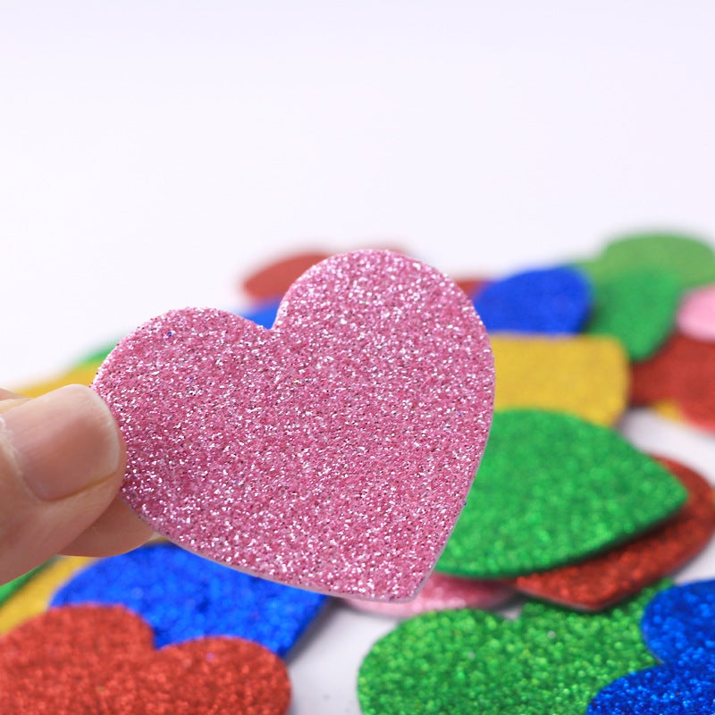 [Customized ] Eva Gold Powder Sticker Glitter With Adhesive Backing Heart Star Pattern Kindergarten Wall Decoration - Image 3