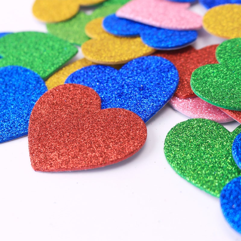[Customized ] Eva Gold Powder Sticker Glitter With Adhesive Backing Heart Star Pattern Kindergarten Wall Decoration - Image 4