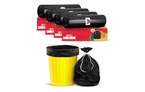 Shalimar Premium OXO Biodegradable Garbage Bag with Tie, 60 Bags, 60x81cm, Black, Heavy Duty Leak Proof Lavender Scented Trash Bags for Home and Office Use - Image 1