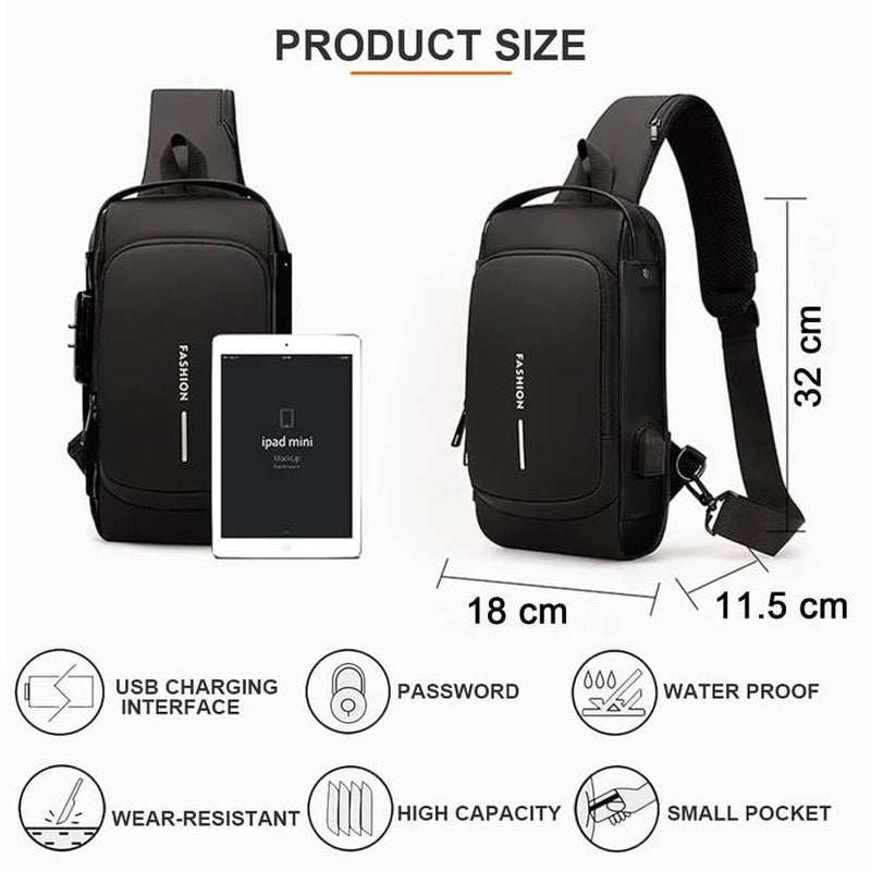 KRIFTY Fashion Anti-Theft Sling Bag with USB Port, Waterproof Crossbody Backpack, Casual Chest Shoulder Bag - Image 1