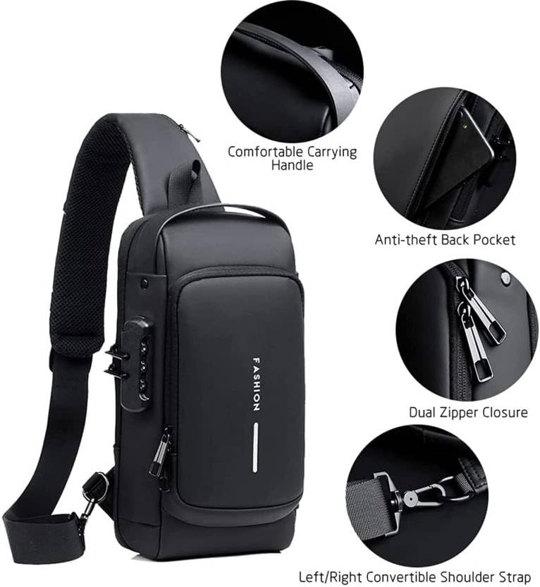 KRIFTY Fashion Anti-Theft Sling Bag with USB Port, Waterproof Crossbody Backpack, Casual Chest Shoulder Bag - Image 2