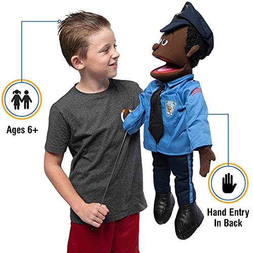 Silly Puppets 25" Policeman, Black Male, Full Body, Ventriloquist Style Puppet - Image 2