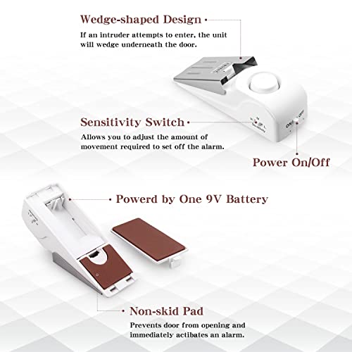 EMDMAK Door Stop Alarm with 120DB Siren Door Stop for Home & Travel (White) (Pack of 2) - Image 2