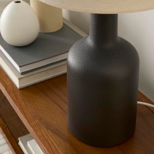Nourison Home 22" Matte Black Ceramic Table Lamp with Oatmeal Shade for Modern, Transitional, Bedside Table, Living Room, Dining, Entryway - Image 4