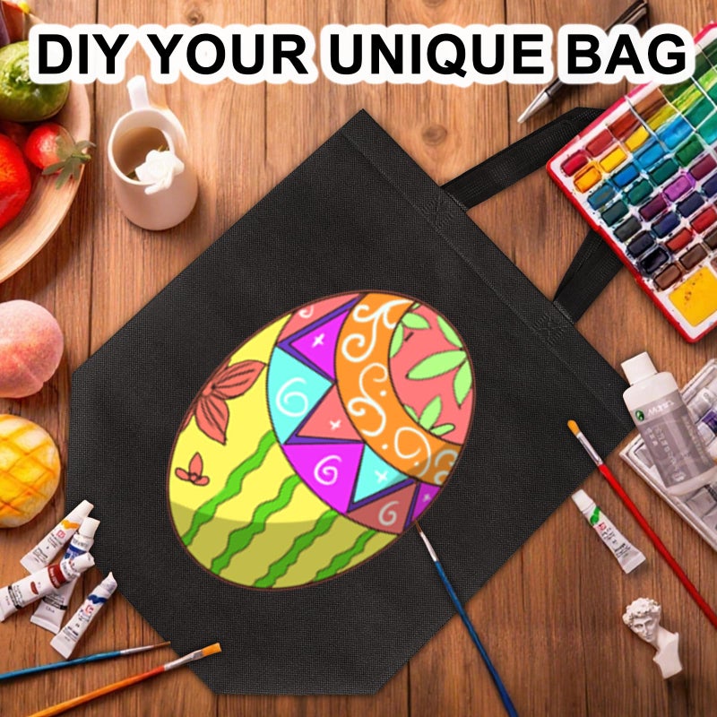 JERIA 50 Pack Black Reusable Totes Bag with Reinforced Handles Non Woven Bulk Shopping Bags - Image 5