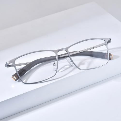 FONEX Pure Titanium Glasses Frame Men Square Eyeglasses Optical Eyewear F8827 (85874 Silver, Clear) - Image 5
