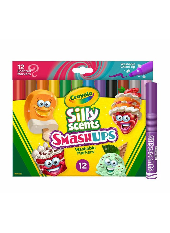 Crayola 12 قطعة من أقلام الرائحة المرحة القابلة للغسل، أقلام ذات طرف مائل - Image 2