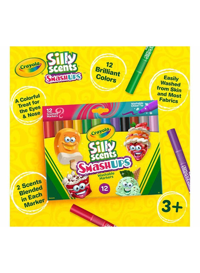 Crayola 12 قطعة من أقلام الرائحة المرحة القابلة للغسل، أقلام ذات طرف مائل - Image 4