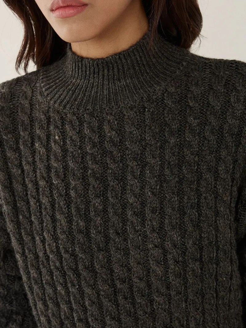 Hiccup Black Hair Braid Knit Sweater for Women | Best Price UAE