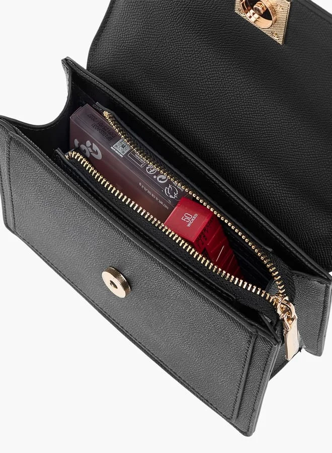 Celeste Solid Crossbody Bag with Chain Strap and Flap Closure