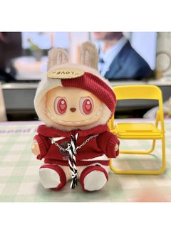 Vinyl Rab Second Generation Sitting Party Series Labubu Clothes Pants Hanging For Dress-Specification:Clothes Only❗️❗️❗️Suitable For: 17cm Lab Cloth Pendant-Color:Red Sweatshirt Three-piece Set + Shoes