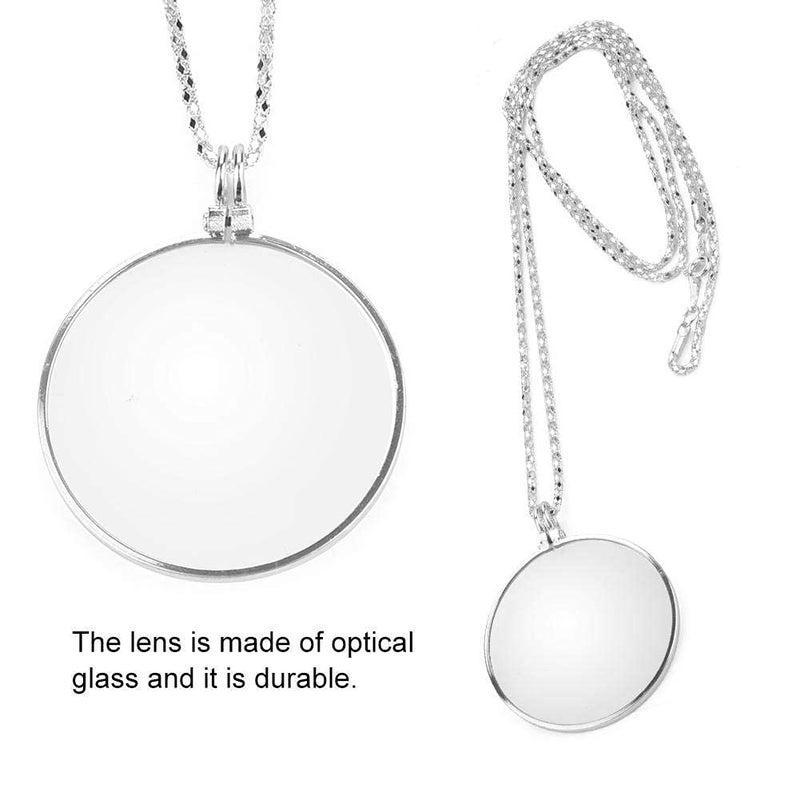 klarako Jewelry Hanging Magnifier, 5X Magnifier Monocle Lens Necklace Magnifier Loupe 5X Magnifiers Crafts Needlework Needlework Magnifier to Wear for Magnifiers Jewelry Hobbies(Silver) - Image 4