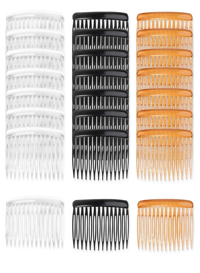 TaShow 24 PCS Hair Side Combs for Women Fine Thin Hair, 14 Teeth Decorative Hair Combs for Women Girls Bridal Wedding Veil,Wide, Black, Transparent, Light Coffee - Image 1