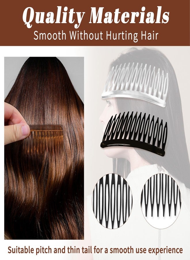 TaShow 24 PCS Hair Side Combs for Women Fine Thin Hair, 14 Teeth Decorative Hair Combs for Women Girls Bridal Wedding Veil,Wide, Black, Transparent, Light Coffee - Image 3