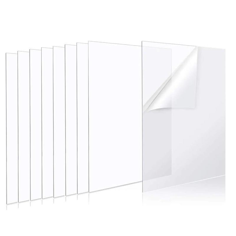 SINGHAL 70x46 Cm Clear PP Plain Transparent Sheet 350 Micron Pack of 25 with one side masking film for surface protection of the sheet