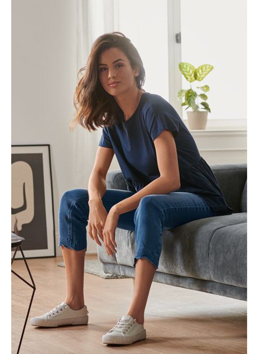 Tchibo - Women Straight Leg Pull On Treggings Jeans, Blue - Image 1