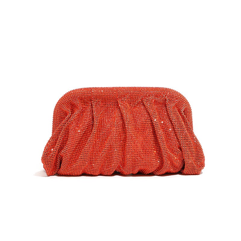 Rhinestone Cloud Bag 2024 Pleated Women'S Bag Texture High-End Cosmetic Bag Niche Messenger Bag - Image 1
