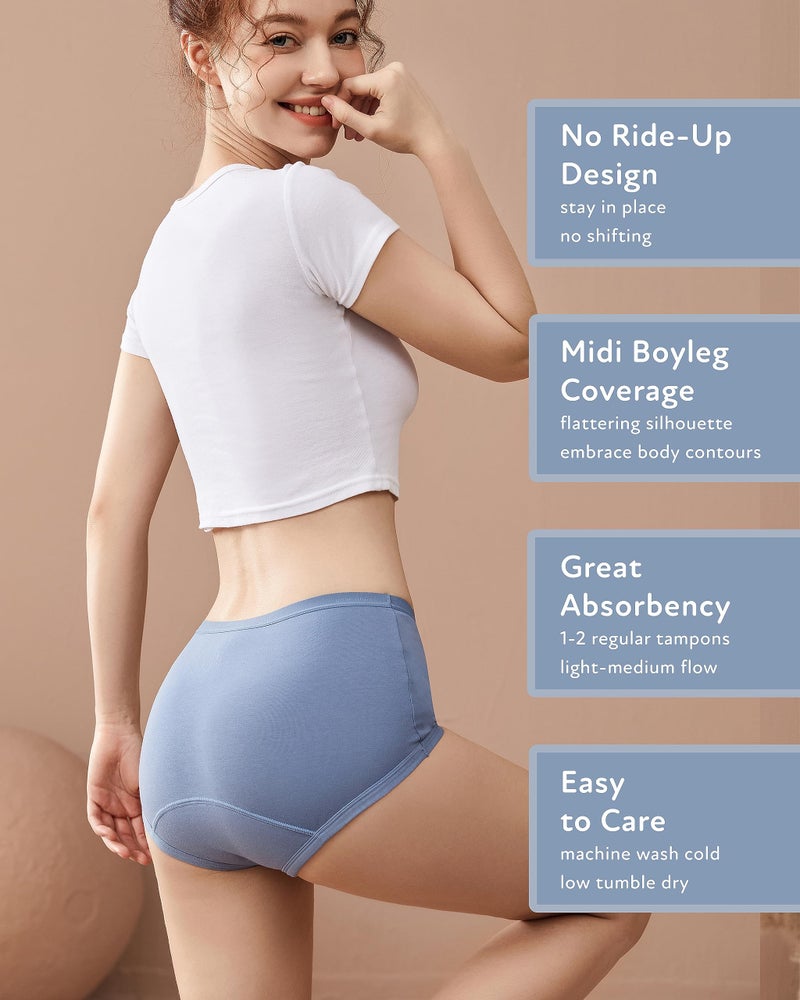 Goat Union Organic Cotton Boyleg Period Underwear for Women & Teens - Moderate Absorbency Period Panty - Image 5
