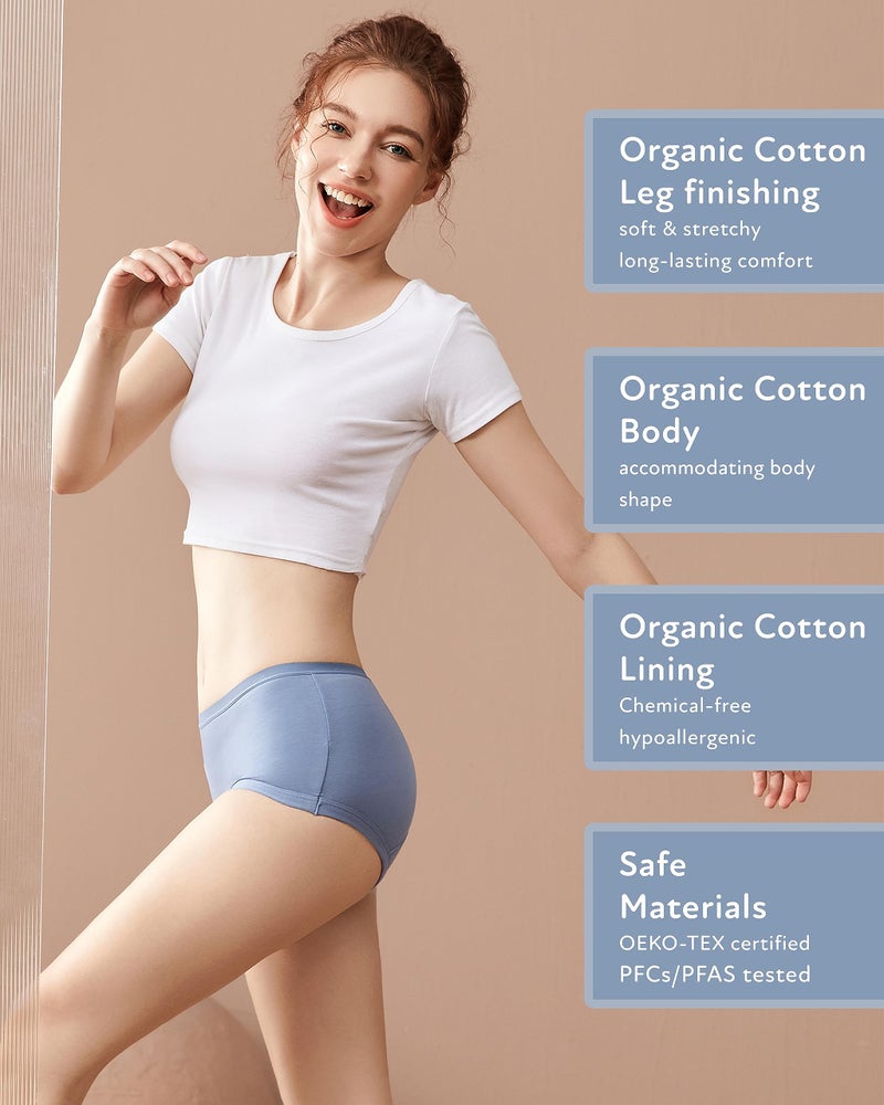 Goat Union Organic Cotton Boyleg Period Underwear for Women & Teens - Moderate Absorbency Period Panty - Image 4
