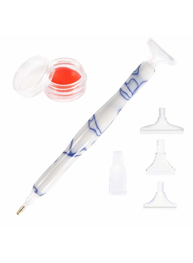 Rovyfota Diamond Painting Pen, Handmade Resin Diamond Painting Pens with Glue Clay and Various Tips, More Comfortable and Faster, 5D Diamond Painting Tools for Diamond Paintings Hobby (White) - Image 1