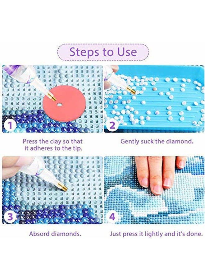 Rovyfota Diamond Painting Pen, Handmade Resin Diamond Painting Pens with Glue Clay and Various Tips, More Comfortable and Faster, 5D Diamond Painting Tools for Diamond Paintings Hobby (White) - Image 5