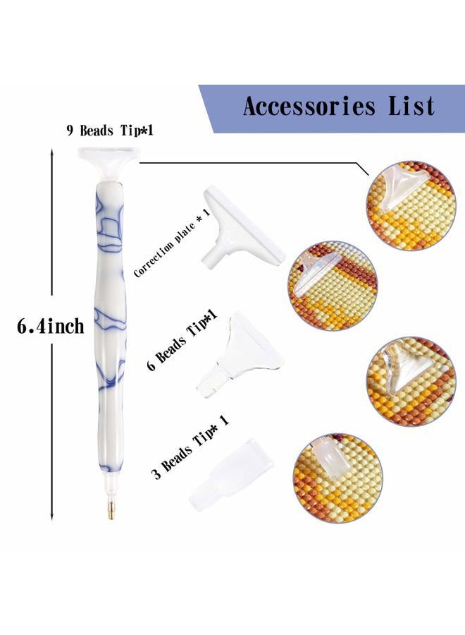 Rovyfota Diamond Painting Pen, Handmade Resin Diamond Painting Pens with Glue Clay and Various Tips, More Comfortable and Faster, 5D Diamond Painting Tools for Diamond Paintings Hobby (White) - Image 2