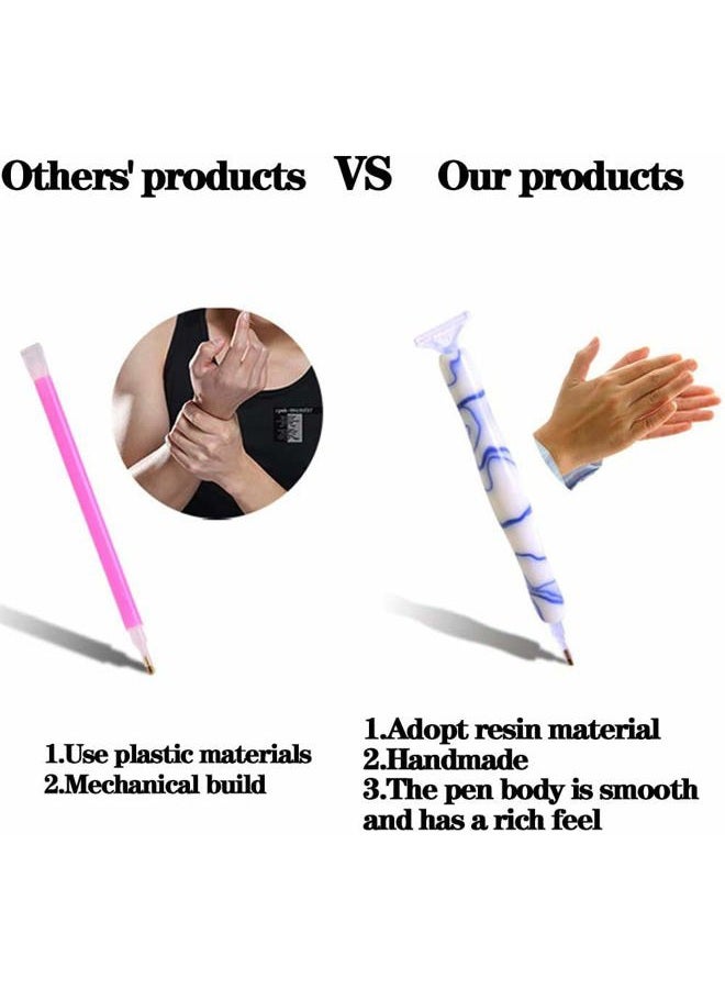 Rovyfota Diamond Painting Pen, Handmade Resin Diamond Painting Pens with Glue Clay and Various Tips, More Comfortable and Faster, 5D Diamond Painting Tools for Diamond Paintings Hobby (White) - Image 3