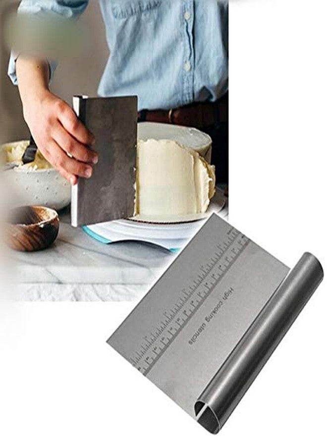 Pindia 1 Piece Stainless Steel Smooth Edge Pizza Dough Scraper Cutter with Meausrement - Image 1