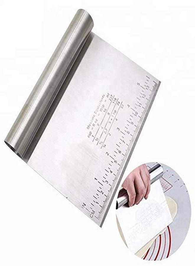 Pindia 1 Piece Stainless Steel Smooth Edge Pizza Dough Scraper Cutter with Meausrement - Image 5