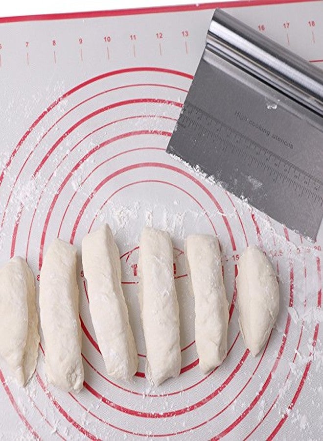 Pindia 1 Piece Stainless Steel Smooth Edge Pizza Dough Scraper Cutter with Meausrement - Image 3