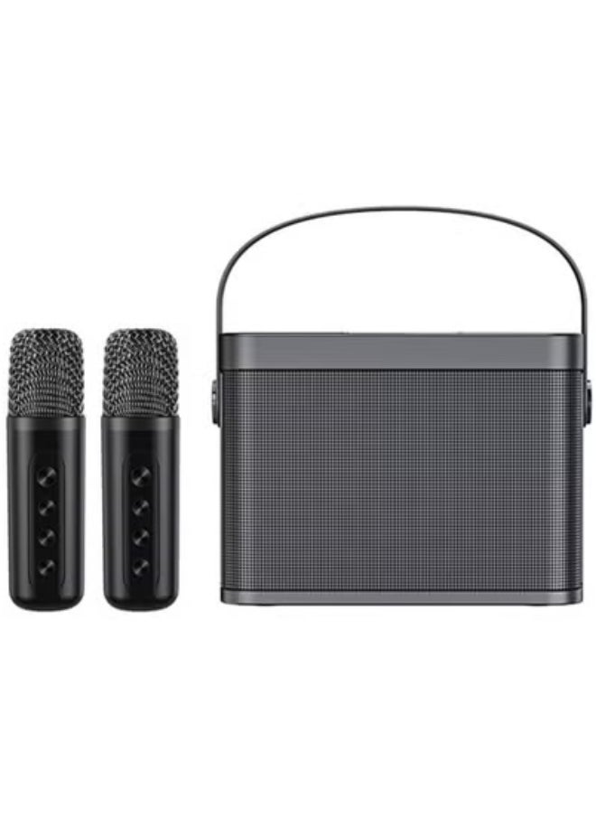 YS YS-219 Bluetooth Karaoke Speaker System with Dual Wireless Microphones – Portable Outdoor Sound System Featuring Deep Bass, Vocal Effects, USB/TF Card Playback, and Rechargeable Battery – Perfect for Parties, Events, and Gatherings – Black  - Image 1
