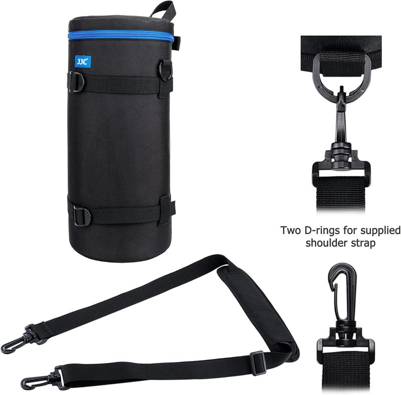 JJC Deluxe Lens Pouch Bag Case for Sony FE 200-600mm F5.6-6.3 G OSS Lens, Water-Resistant Lens Accessories Protective Case with Shoulder Strap & Detachable Cushion (Interior Size 5.5" x 14.5"), Black - Image 5
