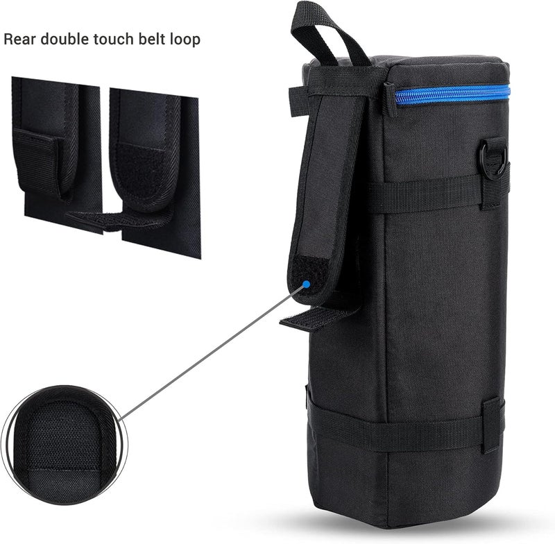 JJC Deluxe Lens Pouch Bag Case for Sony FE 200-600mm F5.6-6.3 G OSS Lens, Water-Resistant Lens Accessories Protective Case with Shoulder Strap & Detachable Cushion (Interior Size 5.5" x 14.5"), Black - Image 4