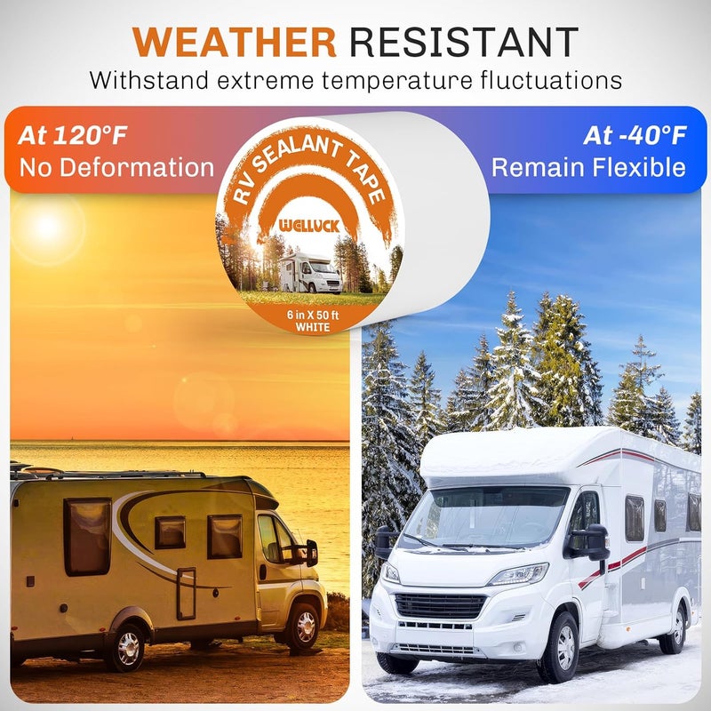 WELLUCK RV Roof Tape Sealant Roofing Tape, 6 Inch X 50 Foot - Image 4