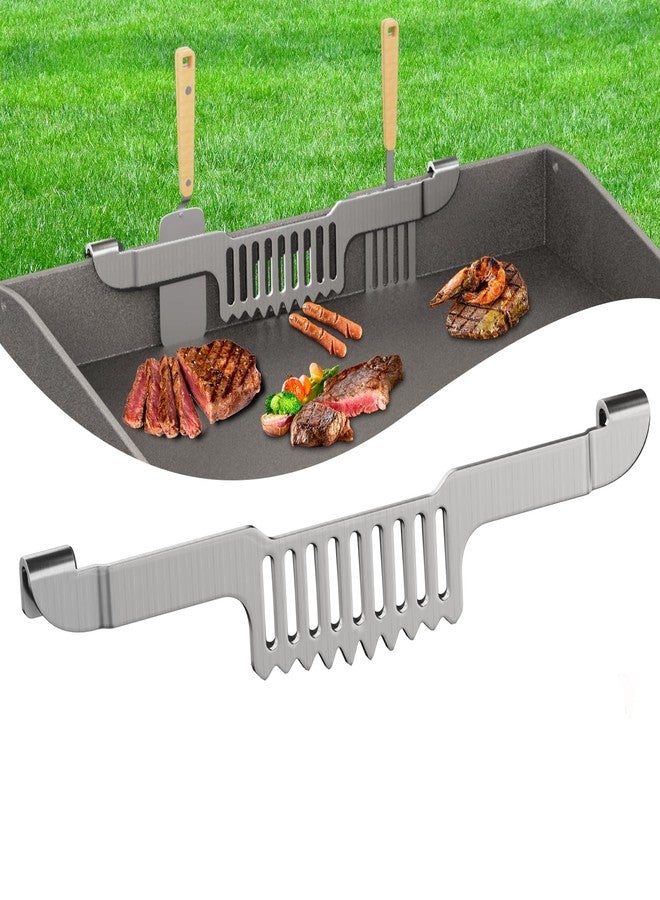 ZHSX Grease Gate Spatula Holder for Blackstone Griddle,11.8 Inch Magnetic Design Prevent Food from Falling Stainless Steel Grill Barbecue Tool Rack Griddle Accessories for Blackstone(Silver) - Image 1