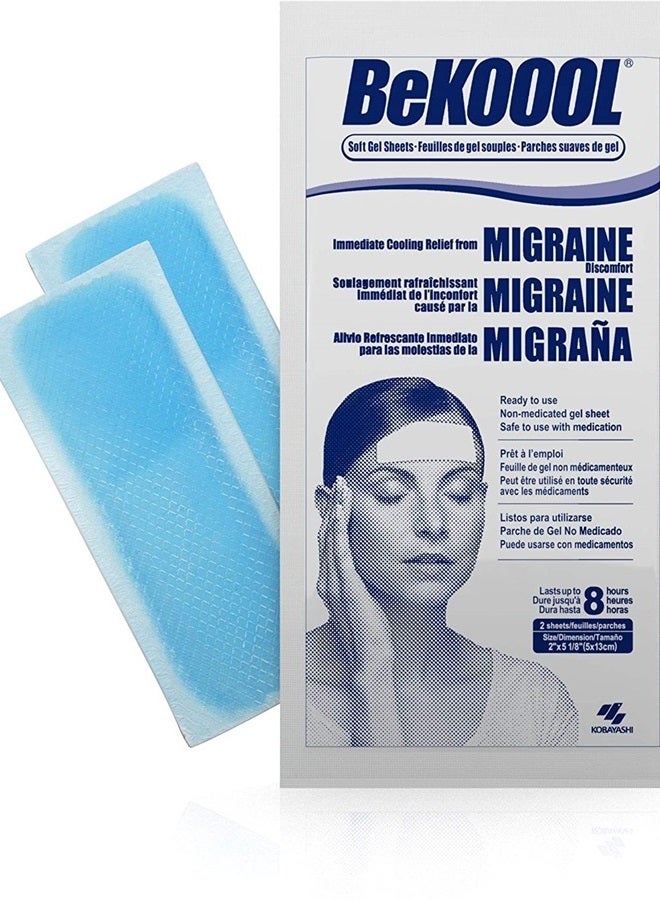 BeKoool Be Koool Cooling Relief for Migraine, Soft Gel Sheets, 4 Sheets (Pack of 4) - Image 4