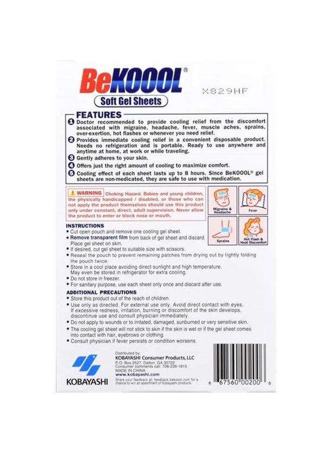 BeKoool Be Koool Cooling Relief for Migraine, Soft Gel Sheets, 4 Sheets (Pack of 4) - Image 2